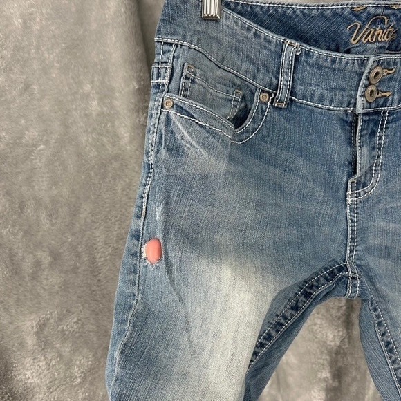 Vintage Vanity Women's Curvy Flare Jeans Light Wash Denim Sz 29W 32LL Distressed - Picture 15 of 16